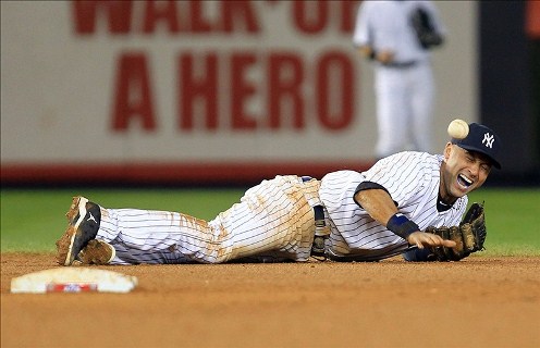 Derek Jeter broke his ankle during game one of the ALCS and will miss the rest of the playoffs.  Photo:  	The Star-Ledger-US PRESSWIRE